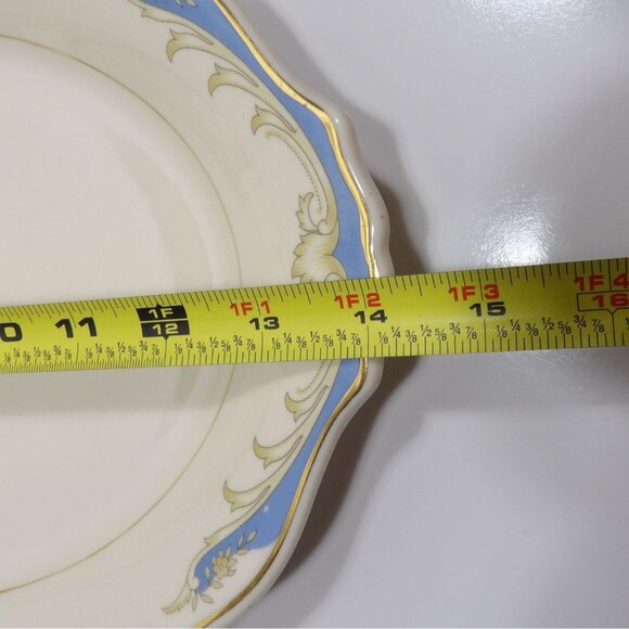 Syracuse Carvel Oval Serving Platter Federal Shape Blue Gold Trim Vintage - Picture 4 of 10